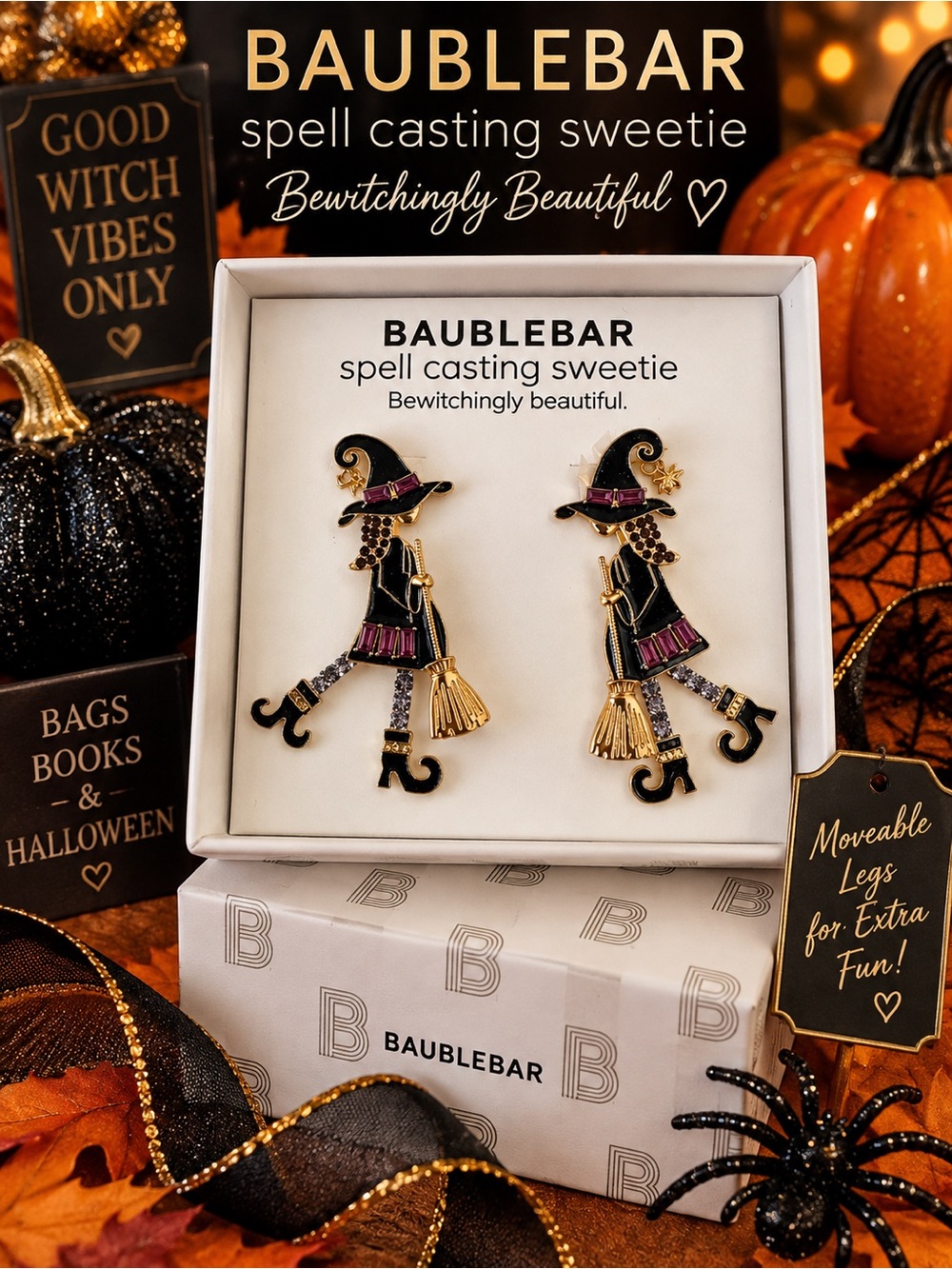 BaubleBar Spell Casting Sweetie Witch Earrings - Black, Gold & Purple